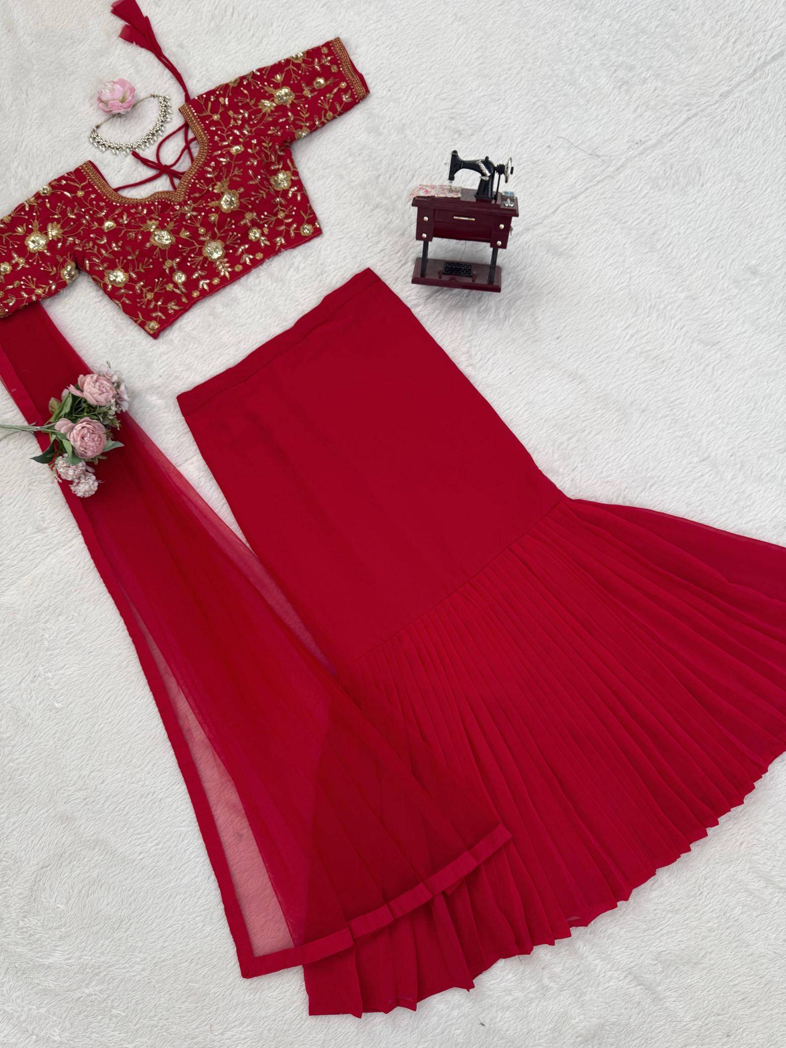 Heavy Boutique Collection QRC 390 Gorgette Designer lehenga choli suppliers